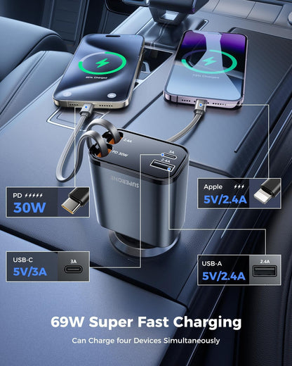 Retractable Car Charger (Gray)