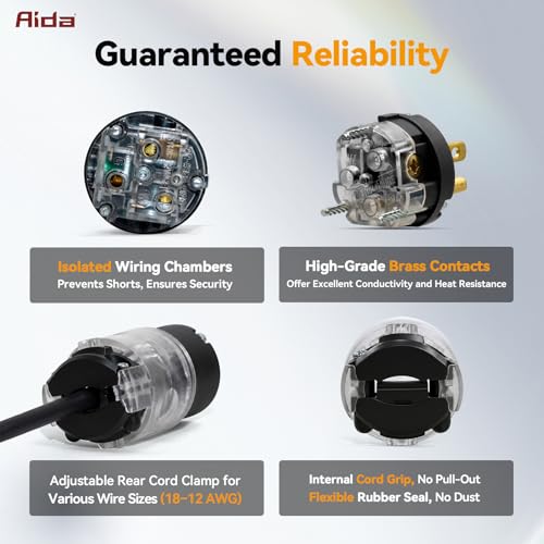 Lighted Straight Blade Electrical Plug and Connector Set