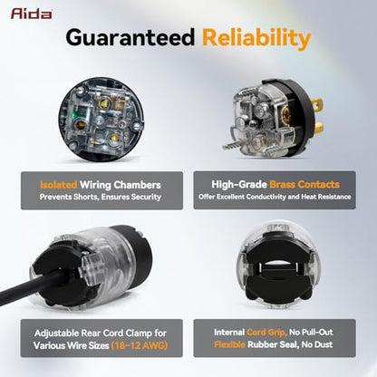 Lighted Straight Blade Electrical Plug and Connector Set
