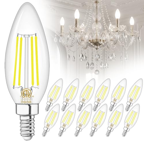 12 Pack E12 Chandelier LED Light Bulbs 60W Equivalent 5000K Daylight (12 Count (Pack of 1))