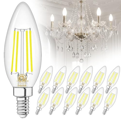 12 Pack E12 Chandelier LED Light Bulbs 60W Equivalent 5000K Daylight (12 Count (Pack of 1))