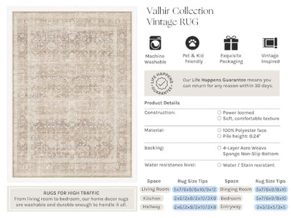 Beige Washable 3x8 Runner Rugs for Hallway Entryway (Retro | Beige / 3' x 8' (Runner))