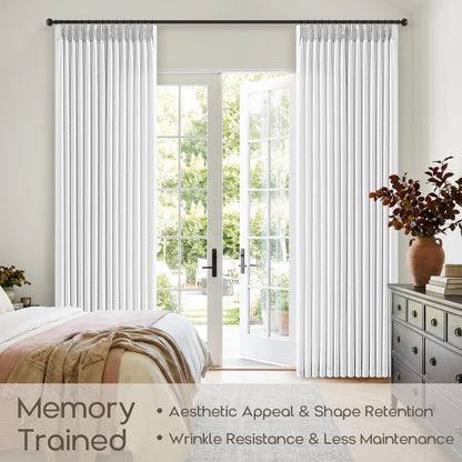 Pinch Pleated 84 Inch White Neutral Light Filtering Window Curtains 40x84 (Snow White / 40"W x 84"L (Pack of 2))