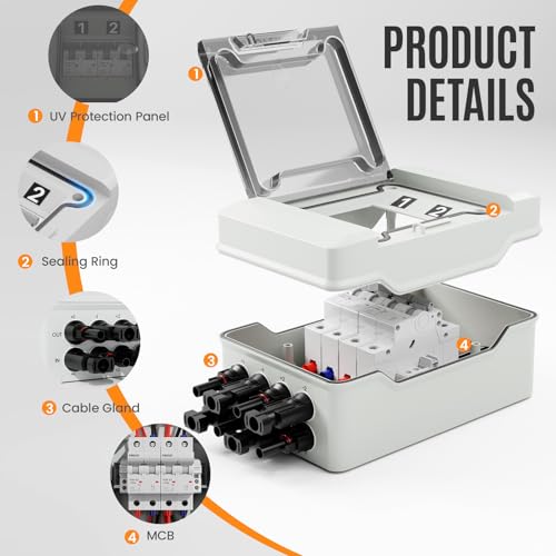 Solar Combiner Box Solar Panel Disconnect Switch with 1000V DC 30A 60A Circuit Breakers Only