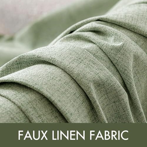 100% Blackout Linen Curtains for Bedroom 52x63 Inches Sage Green (Sage Green / 52"W x 63"L (Pack of 2))