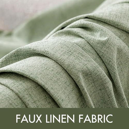 100% Blackout Linen Curtains for Bedroom 52x63 Inches Sage Green (Sage Green / 52"W x 63"L (Pack of 2))