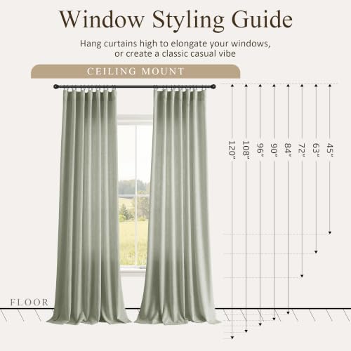 Sage Green Linen Curtains 90 Inches Long 2 Panels for Living Room (Sage Green / 50"W x 90"L (Pack of 2))