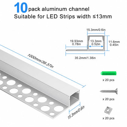 Plaster in LED Channel for Drywall (10PACK 3.3FT)