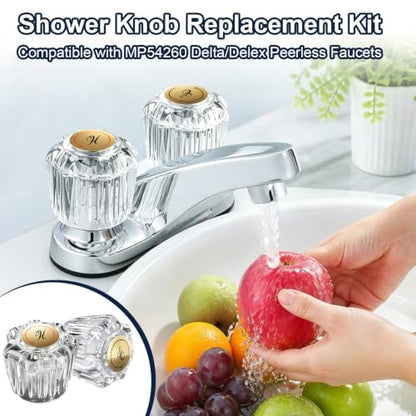 4 Pack Clear Acrylic Shower Knob Replacement Compatible with Delta Delex Peerless Faucets