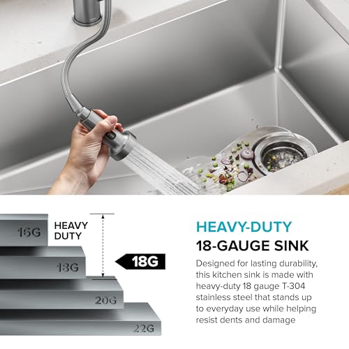Stainless Steel 25 in 18 Gauge Undermount Kitchen Sink KHU641 (25 Inch / Single Bowl — Undermount)