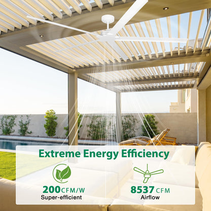 72" Outdoor Ceiling Fan With Remote (White / 72-inch)