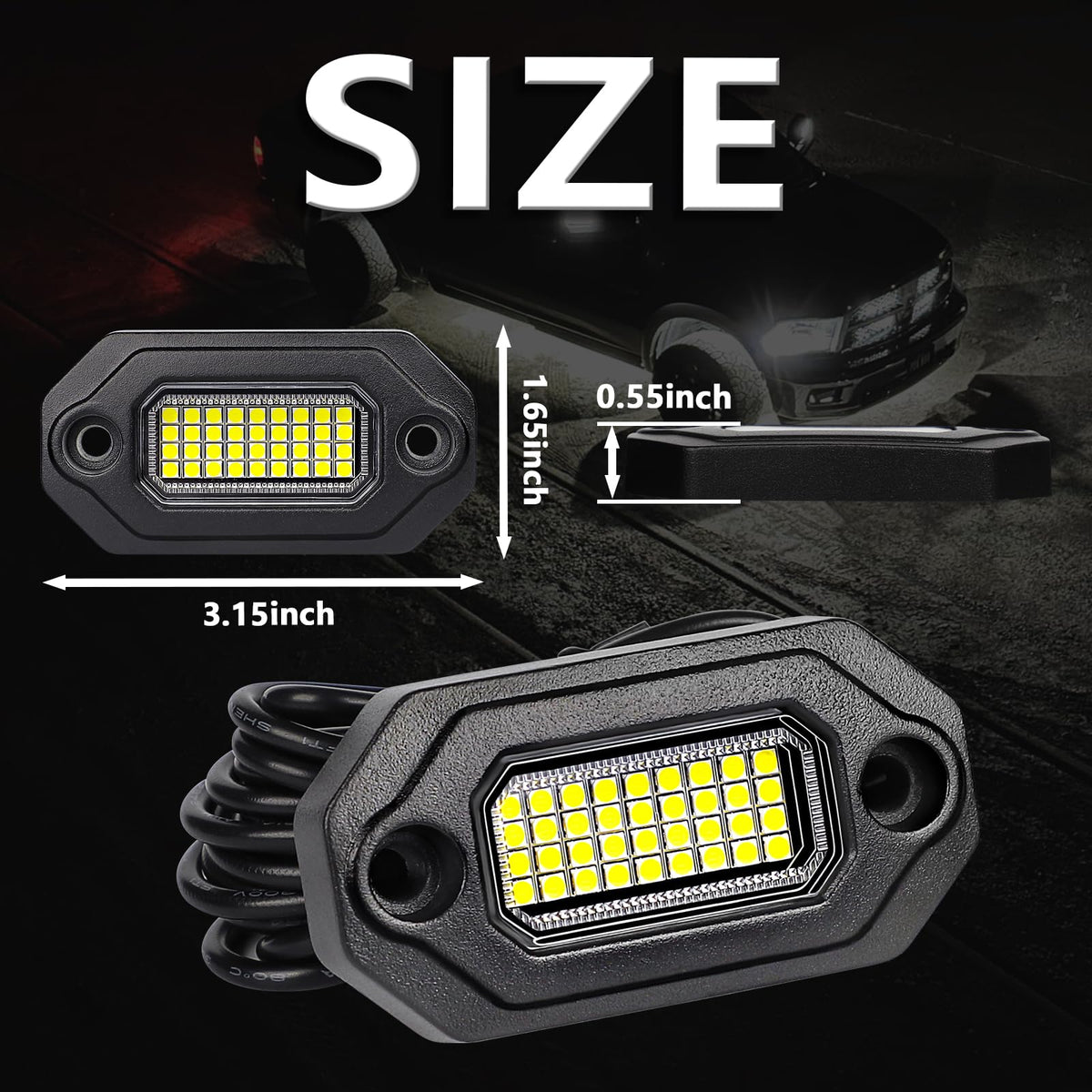 4 Pods Aluminium Pure White LED Rock Lights (4 Pods)
