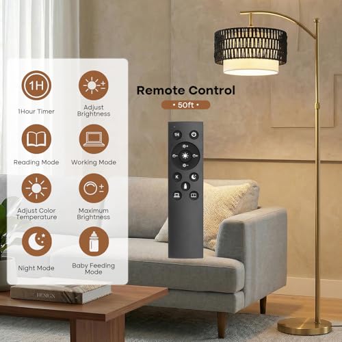 Arc Floor Lamp for Living Room with Remote