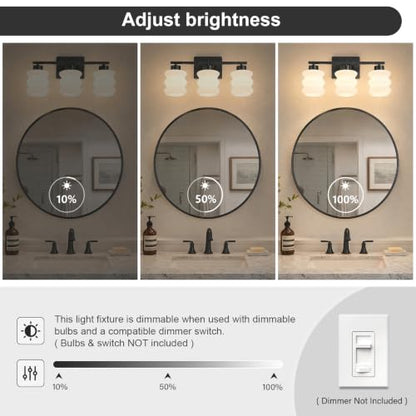 Modern Bathroom Light Fixtures (Black / 3-Light)