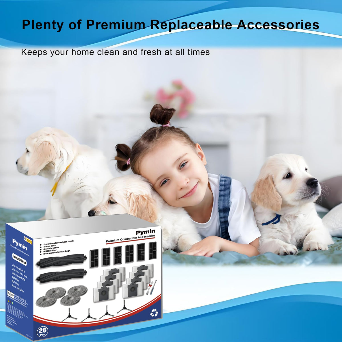 26Pcs Replacement Parts for Dreame X30 Ultra (Blue / 26Pcs-X30)