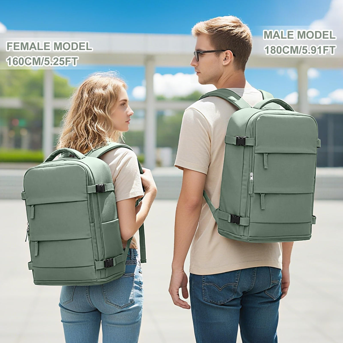 Travel Backpack For Women Men (Olive Green / 25 liters)