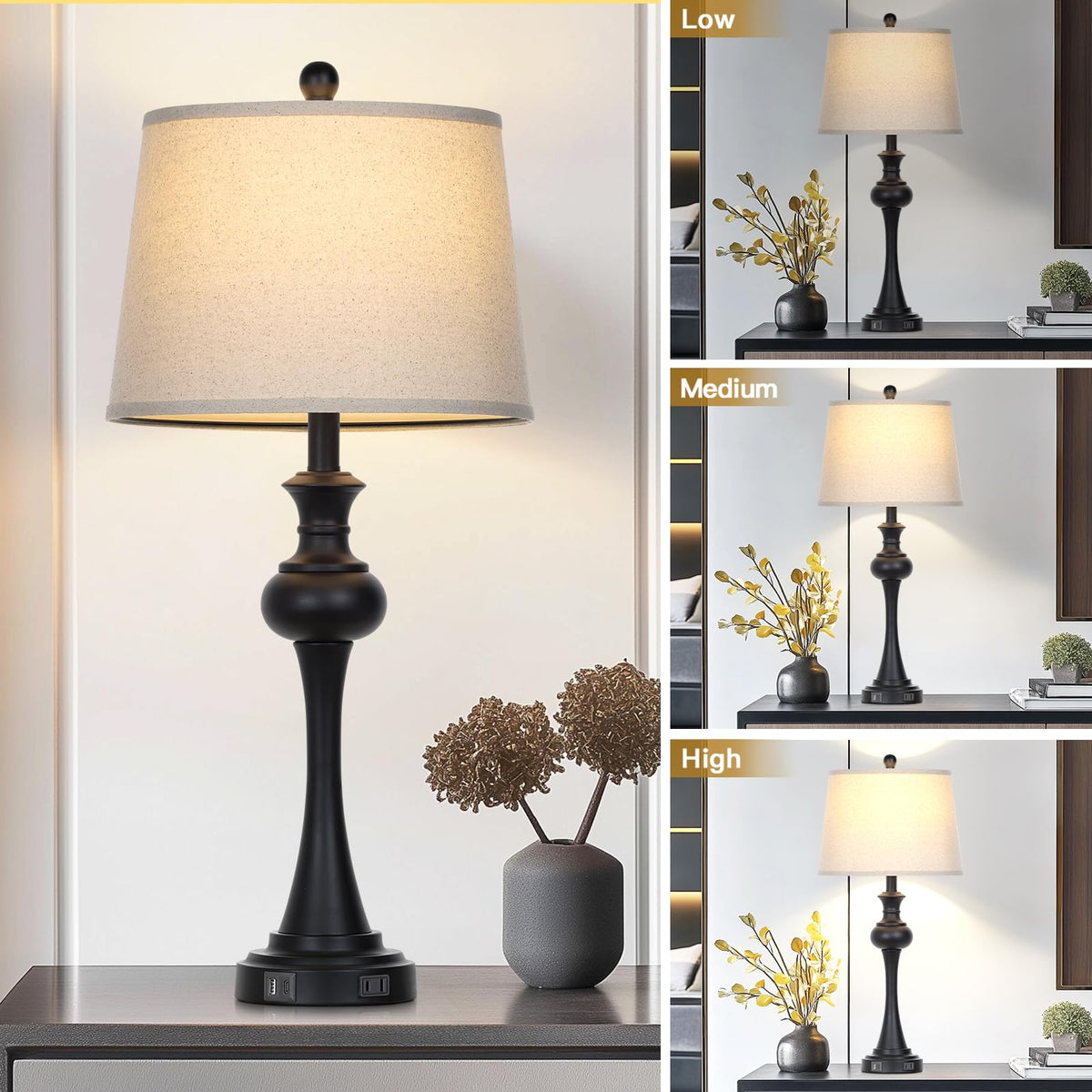 Black Table Lamps Set of 2 (Black-set of 2)