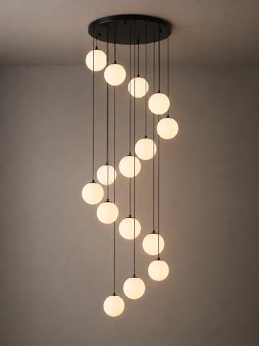 Black Globe High Ceiling Chandelier (Black / 15-Light)