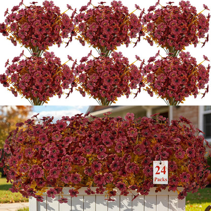 24 Bundles Artificial Fall Flowers (Brown)