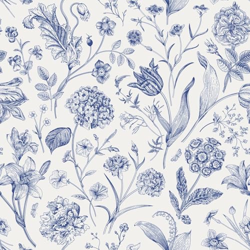 Line Flowers Peel and Stick Wallpaper Vintage Contact Paper