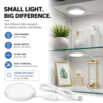 Puck Light Compact LED Under Cabinet Lighting for Indoor Use