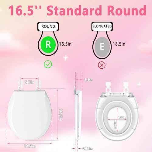 Toddler Toilet Seat with Potty Training Seat Round 16.5inch (White / Round 16.5inch with Baby Seat)