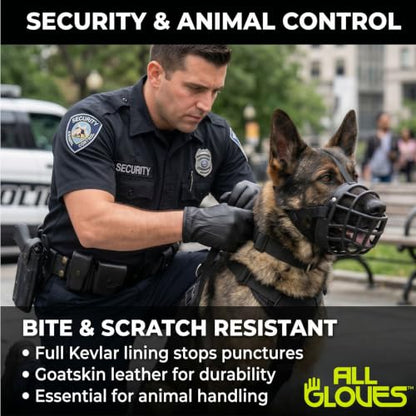 Kevlar Lined Goatskin Leather Puncture Resistant Duty Gloves