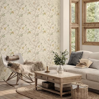 Peel and Stick Wallpaper Floral Birds Contact Paper Removable Self