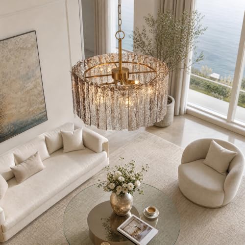 Smoked Bark Textured Glass Chandelier