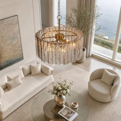 Smoked Bark Textured Glass Chandelier