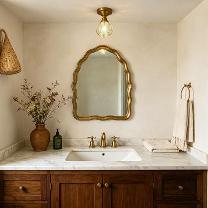 Ceiling Light Brass Finish Vintage Flush Mounted Ceiling Lamp Fixture for Kitchen Sink