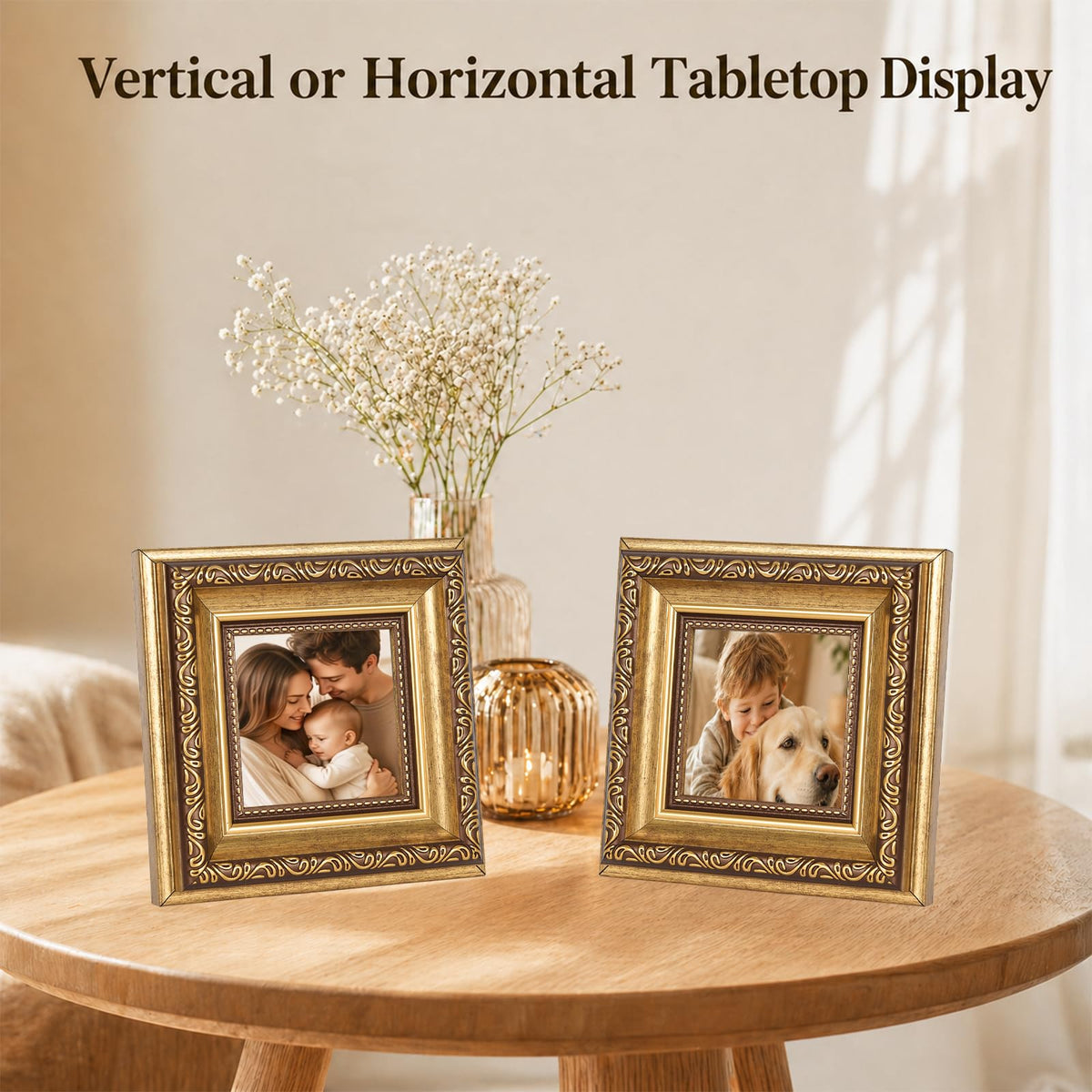 3x3 Vintage Picture Frame (Gold / 3x3 inch)