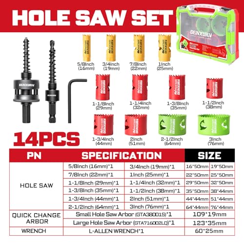 Hole Saw Set with 1 PC Small Mandrel