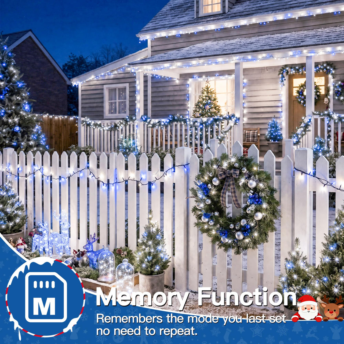 500 LED Christmas Lights Outdoor (Blue and White / 500 LED)