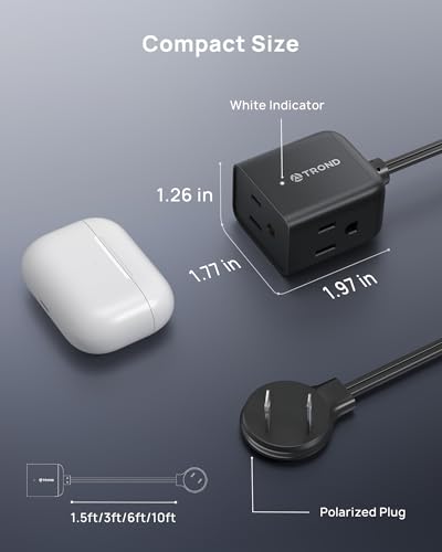 Flat Plug Extension Cord with 3 AC