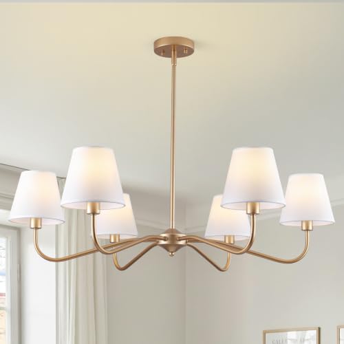 6 Light Gold Chandelier for Dining Room Light Fixture