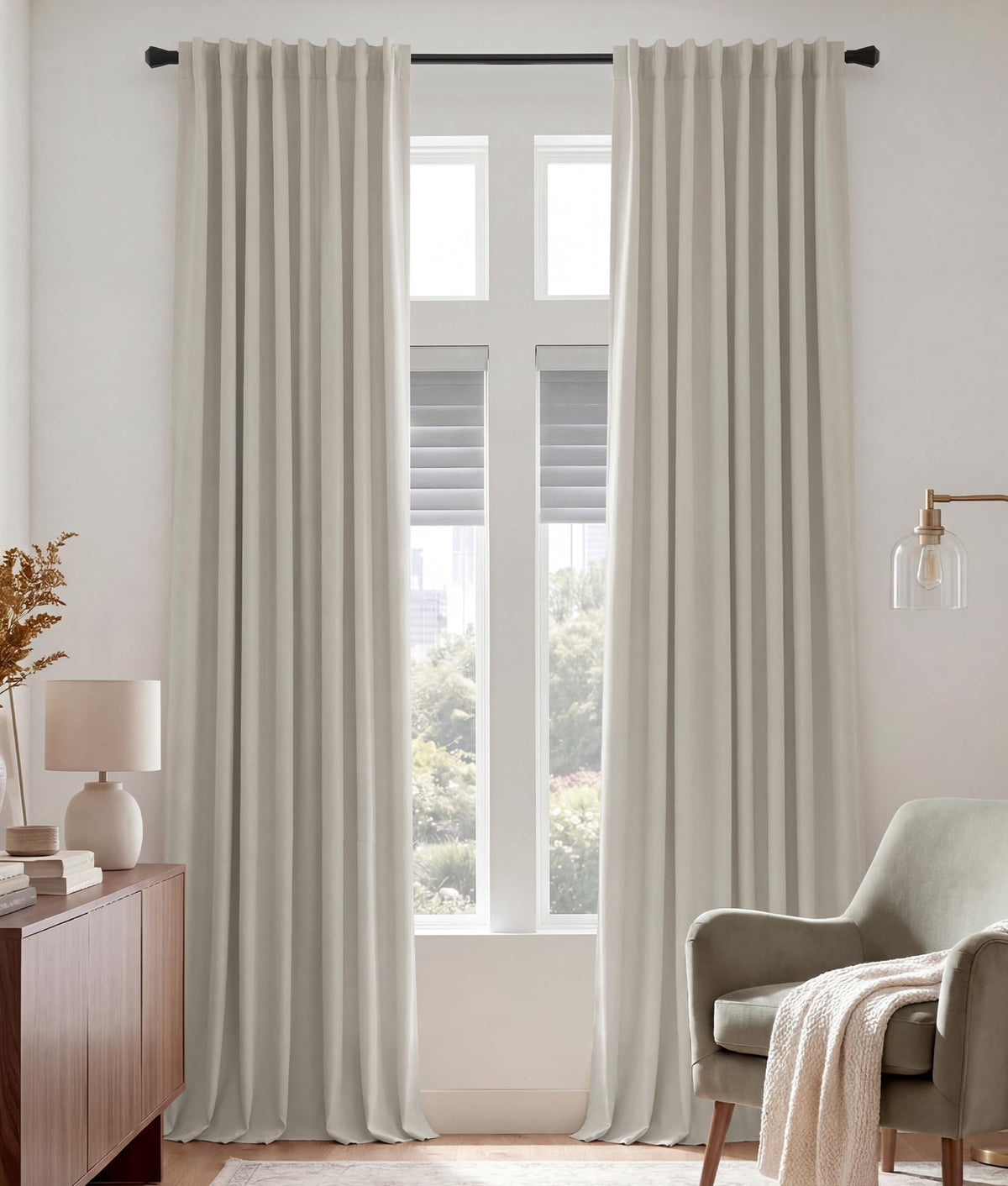 Extra Long Blackout Curtains 120 inches Long for Bedroom (Cream / 52"W x 120"L (Pack of 2))