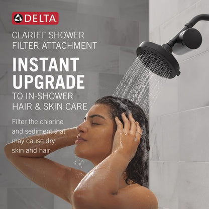 5 Setting Shower Head Matte Black with Clarifi Standard Shower Filter Attachment with Filter (Matte Black)