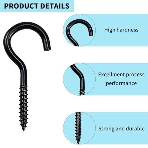 Black Steel Open Screw Hooks for Hanging