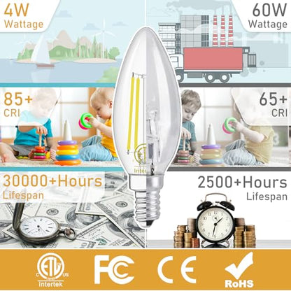 12 Pack E12 LED Light Bulb 60W Equivalent 3000K Soft White for Chandelier (12 Count (Pack of 1))