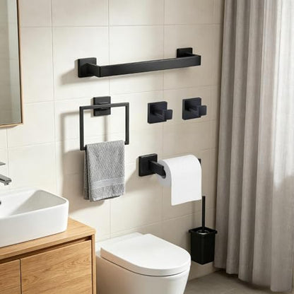 5 Piece Bathroom Hardware Set Stainless Steel Towel Ring Holder