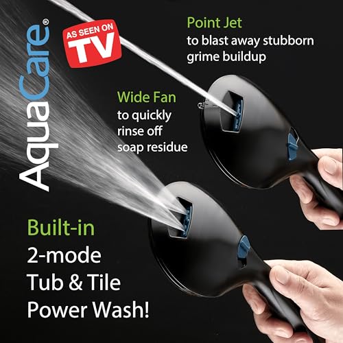 Seen-On-TV High Pressure 8-mode Handheld Shower Head - 2-mode Power Wash to Clean Tub, Tile & Pets, Stay-Clean Nozzles, Extra Long 6 ft. Stainless Steel Hose, Wall & Overhead Brackets