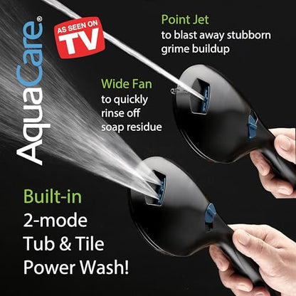 Seen-On-TV High Pressure 8-mode Handheld Shower Head - 2-mode Power Wash to Clean Tub, Tile & Pets, Stay-Clean Nozzles, Extra Long 6 ft. Stainless Steel Hose, Wall & Overhead Brackets