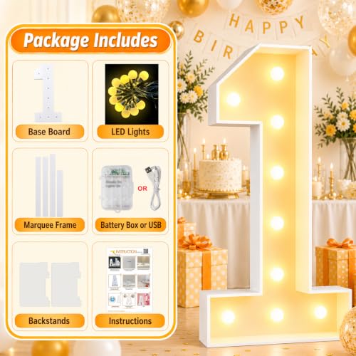 Large 4FT Marquee Light Up Numbers 7 for Party Decorations (Number 7 / 4FT)