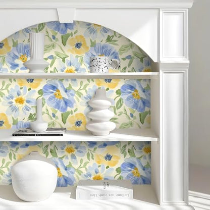 Watercolor Floral Peel and Stick Wallpaper Vintage Botanical Contact Paper