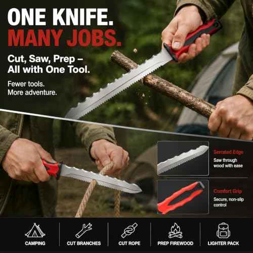 Double Side Serrated Insulation Knife (Red / 11 IN)