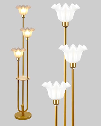 Flower Floor Lamp Mid Century Modern Tall Standing Lamps with Soft Warm White Eye Care 3000K Bulbs for Living Room