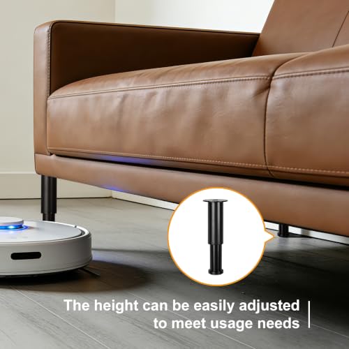 Black Adjustable Height Couch Furniture Legs 4 Pack