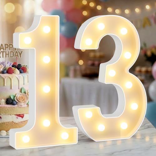 12.6 Inch Marquee Light Up Numbers 13 for Party Decorations (Number 13 / 12.6 in)