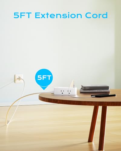 Power Strip with European Travel Plug Adapter